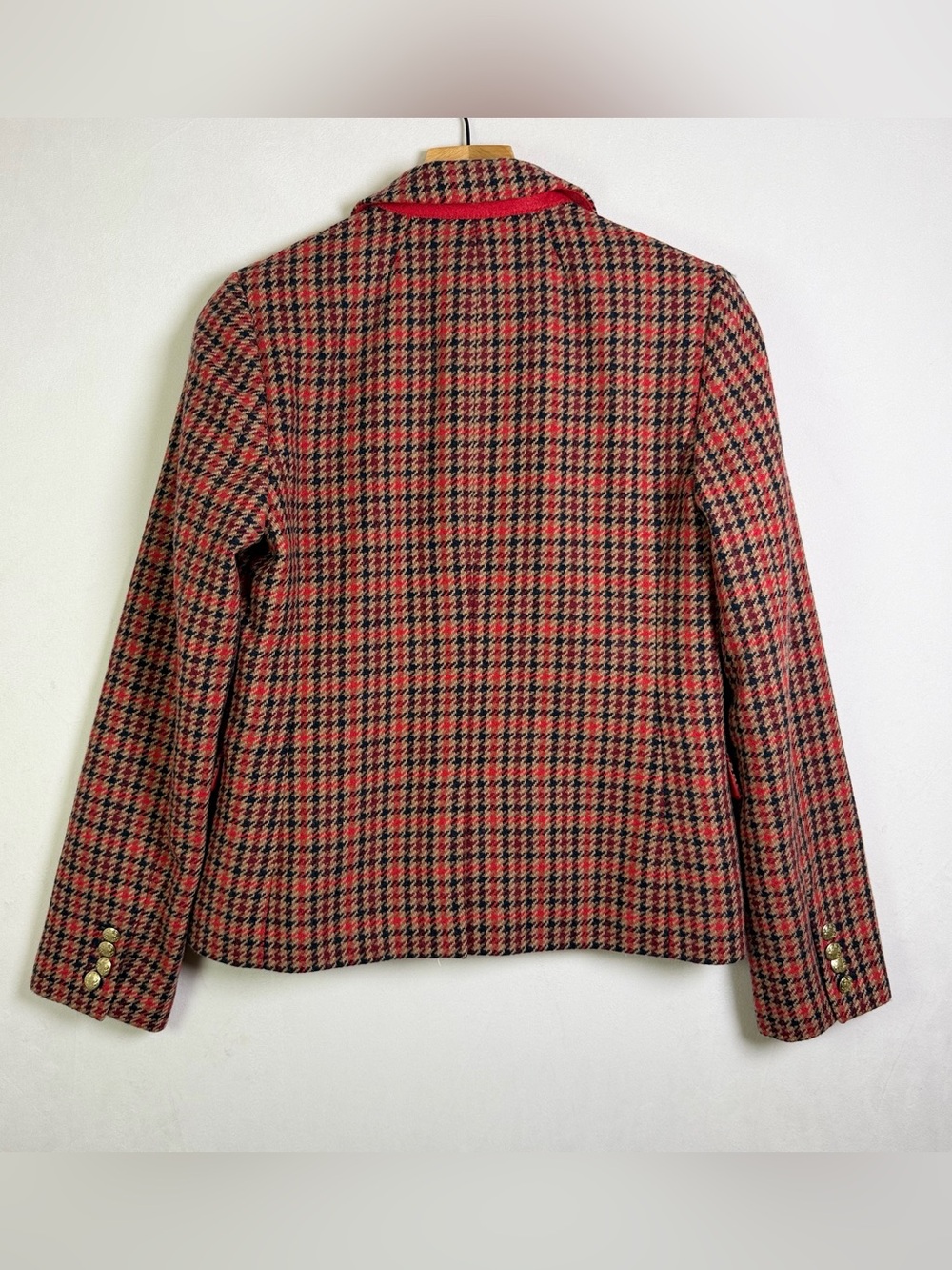 J Crew Women’s Sz 8 Schoolboy Blazer Wool Houndstooth Plaid Preppy Academia - Picture 9 of 12